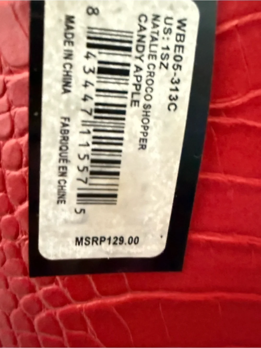 NWT BEBE Red Croc Embossed Handbag Braided Top Handles/Tassels/Crossbody Strap